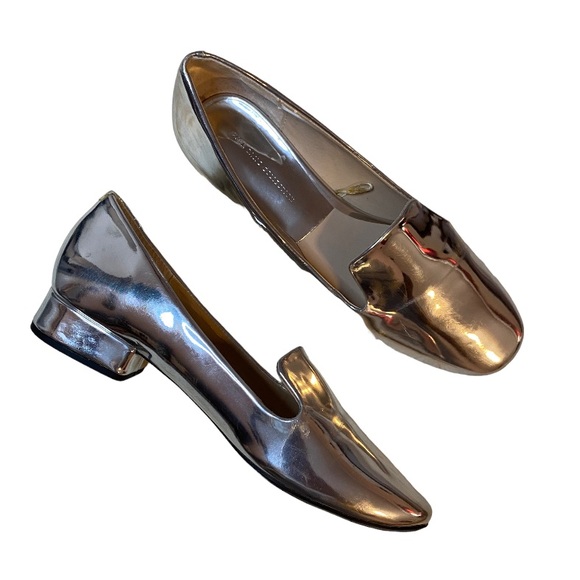 ZARA Metallic Silver Loafers - Picture 1 of 4